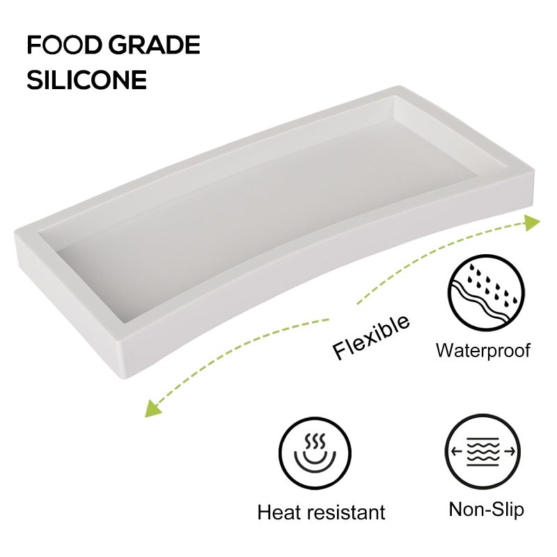 Heagoale Bathroom Tray, Small Vanity Tray Silicone Soap Dish Sponge Holder Kitchen Sink Organizer Bathroom Accessories for Countertop, Toilet, Shower - Greyish White - Image 3
